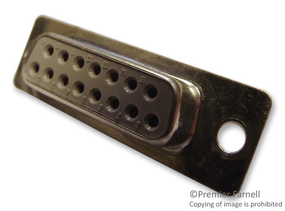 CINCH FDA-15ST2/1-LF Filtered D Sub Connector, DA, Receptacle, 15 Contacts, 1000 pF, Steel Body