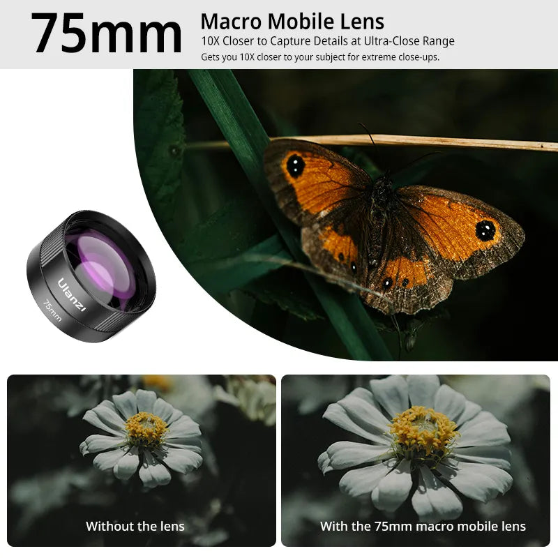Ulanzi Phone Camera Lens 4-in-1 Phone Lens Kit for iPhone Samsung Android Smartphone