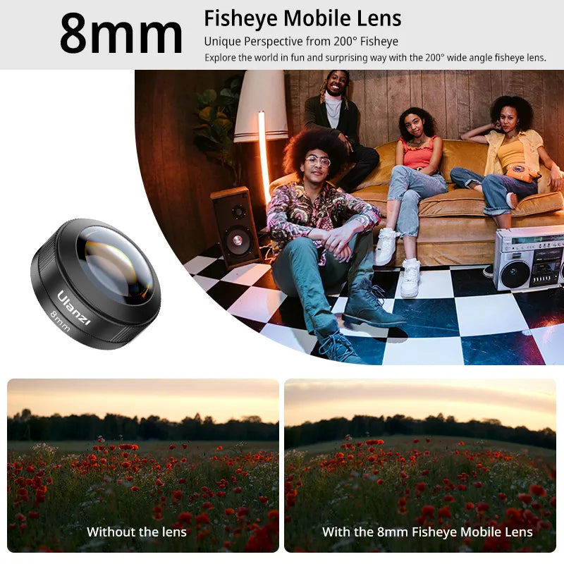Ulanzi Phone Camera Lens 4-in-1 Phone Lens Kit for iPhone Samsung Android Smartphone