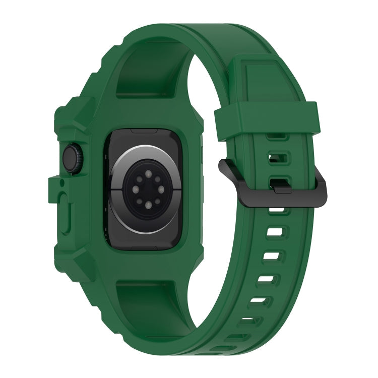 Integrated Silicone Watch Band For Apple Watch Series 8&7 45mm / SE 2&6&SE&5&4 44mm / 3&2&1 42mm(Olive Green)