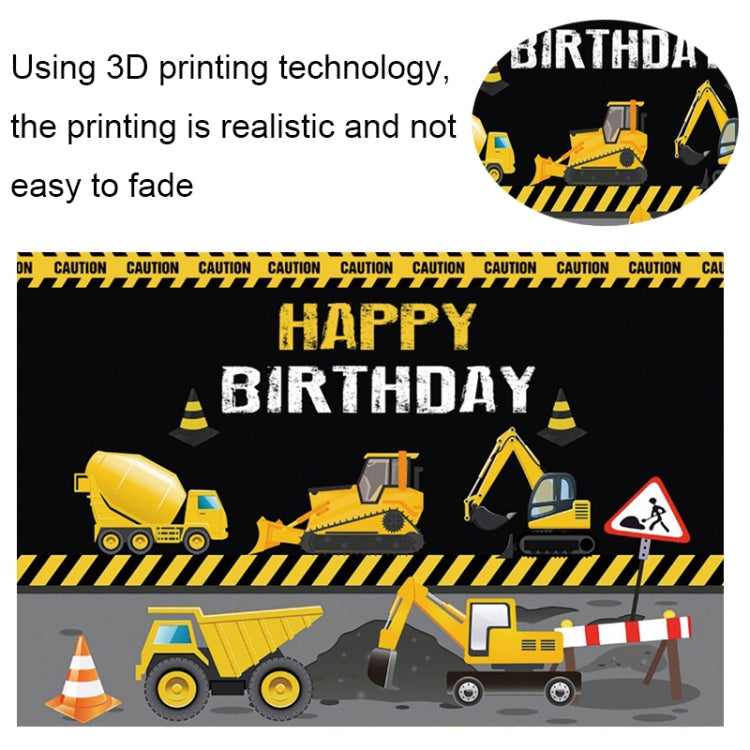 1.2m x 0.8m Construction Vehicle Series Happy Birthday Photography Background Cloth(11306286)