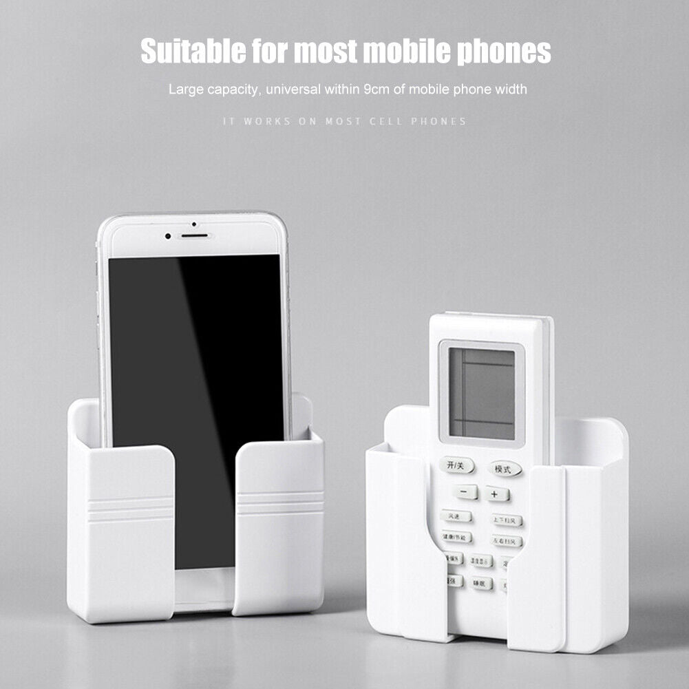 Wall Mounted Mobile Phone Charging Organizer Storage Box Stand Rack (White)
