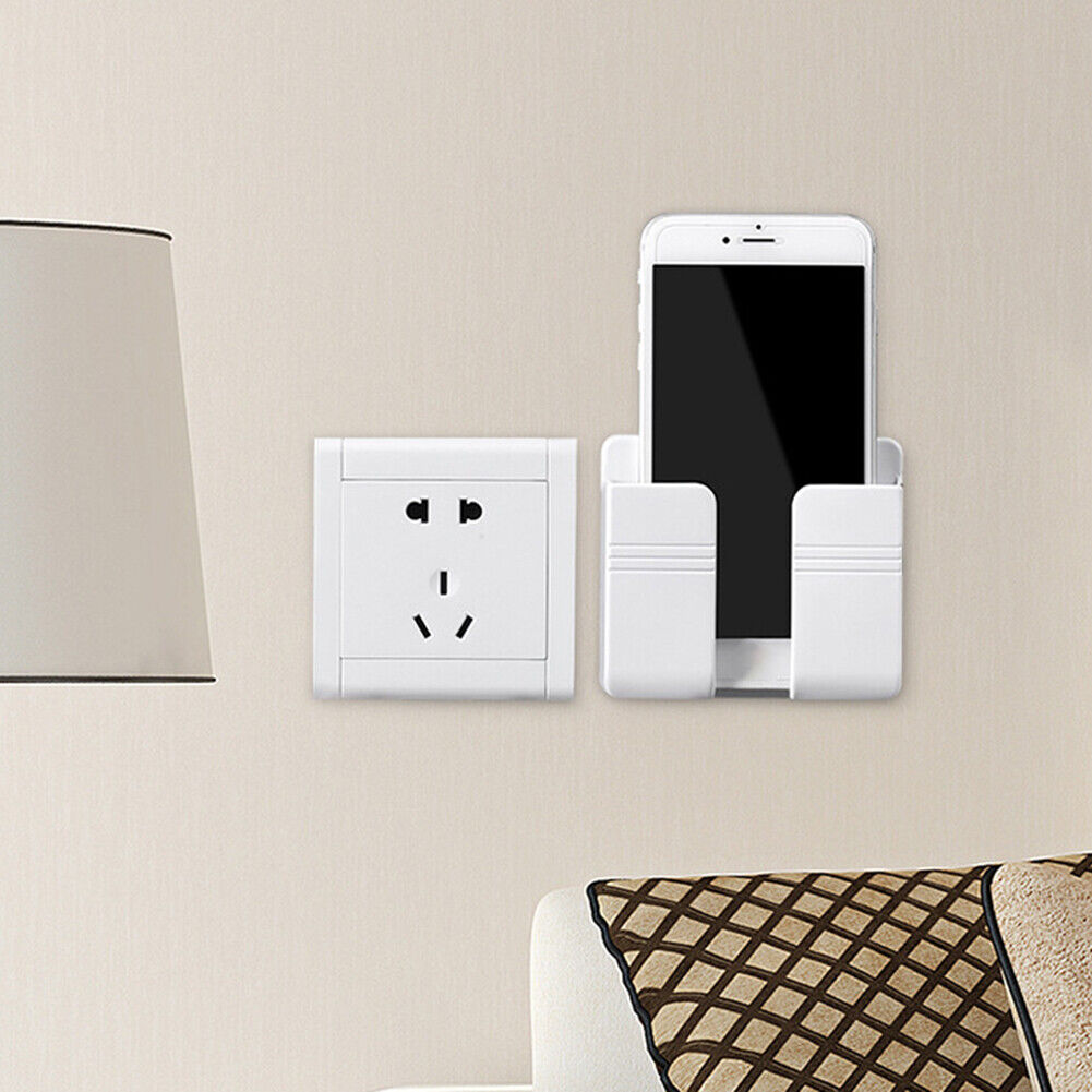 Wall Mounted Mobile Phone Holder Charging Stand Rack Shelf Self Adhesive Bracket