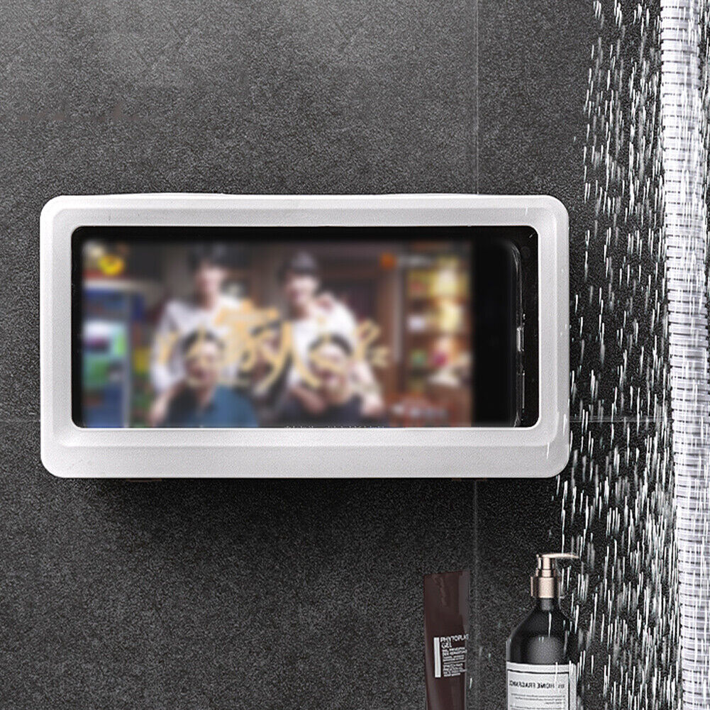 Wall Phone Box Waterproof Touch Screen Phone Holder for Bathroom (White) Newly
