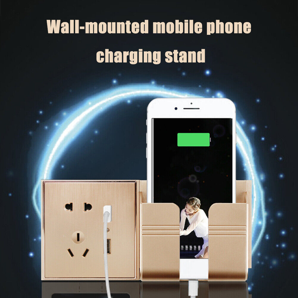 Wall Mounted Mobile Phone Holder Charging Stand Rack Shelf Self Adhesive Bracket