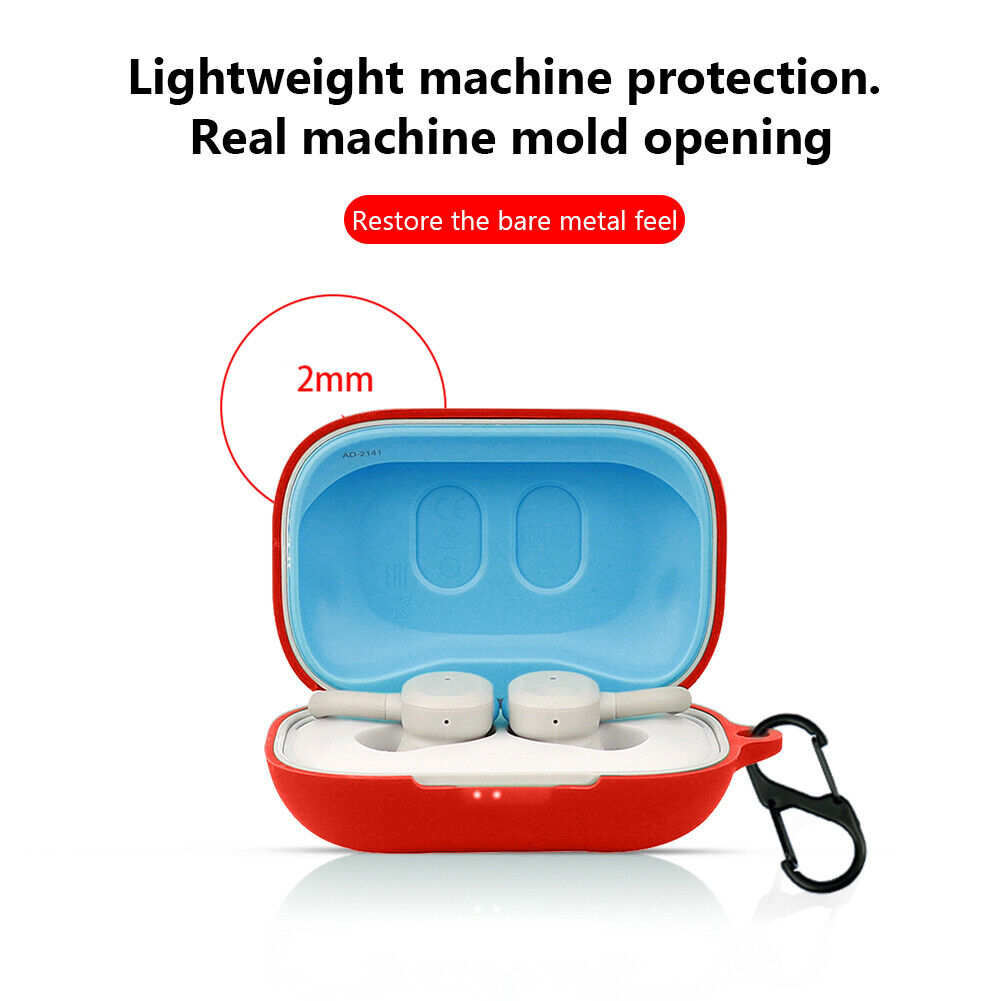 Wireless Earphone Box Cover Case with Hook for Skullcandy Push Active (Red)