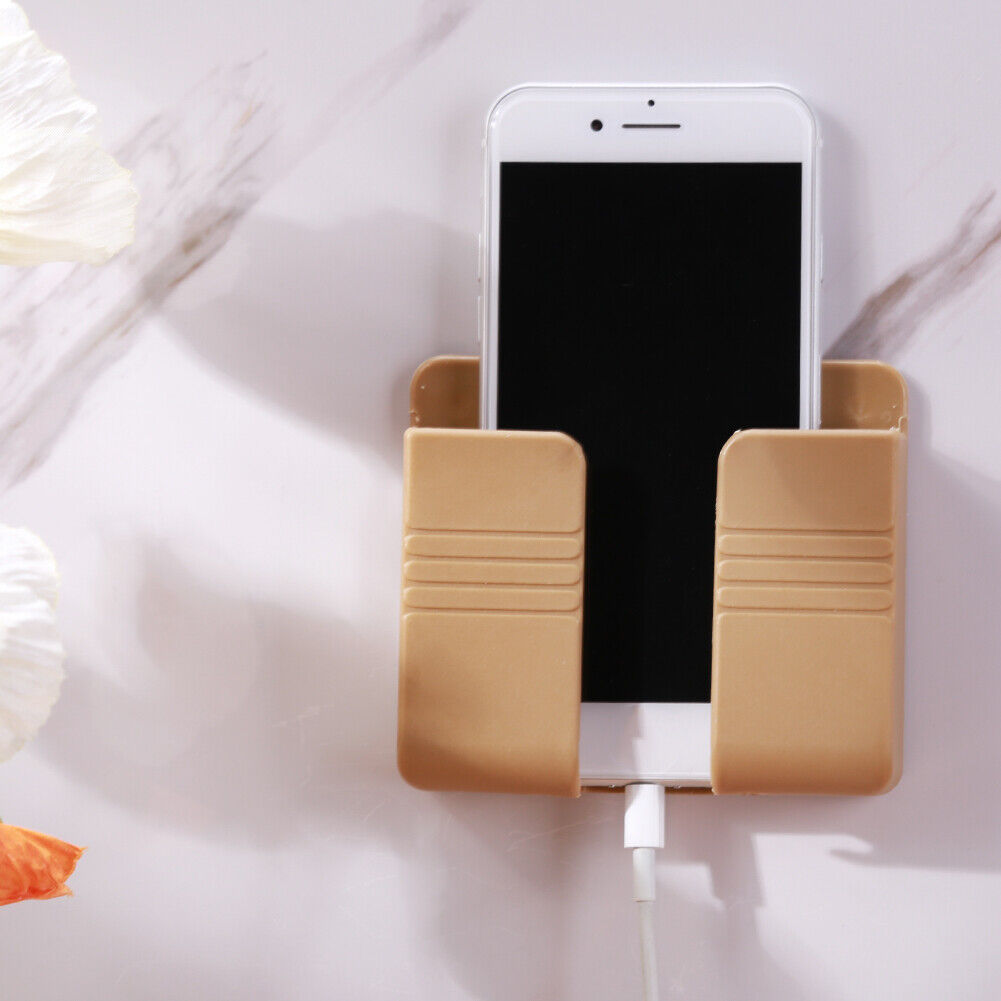 Wall Mounted Phone Charging Organizer Storage Box Stand Rack (Light Yellow)