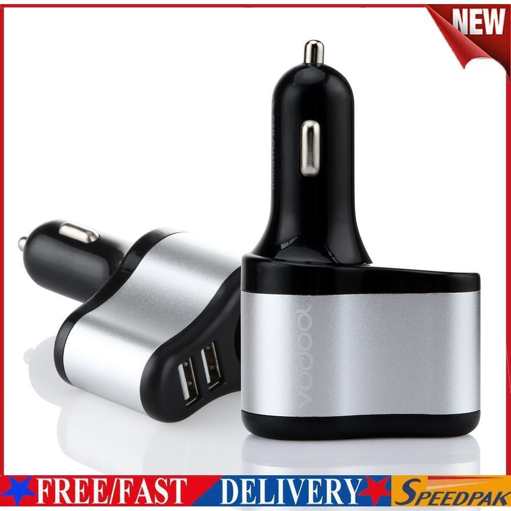 VODOOL usb Car Charger Adapter with 1 Socket Cigarette Lighter and 2 USB #F