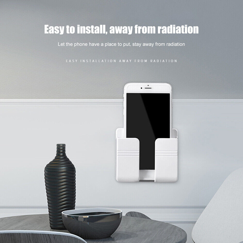 Wall Mounted Mobile Phone Charging Organizer Storage Box Stand Rack (White)