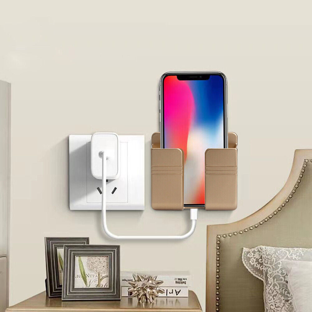 Wall Mounted Mobile Phone Holder Charging Stand Rack Shelf Self Adhesive Bracket