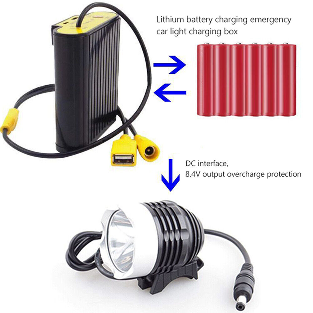 18650 Battery Pack Power Bank Case 8.4V DC + 5V USB Output for Bike Light Newly