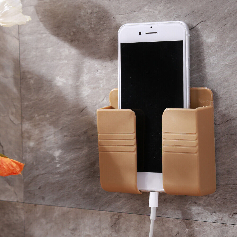 Wall Mounted Phone Charging Organizer Storage Box Stand Rack (Light Yellow)