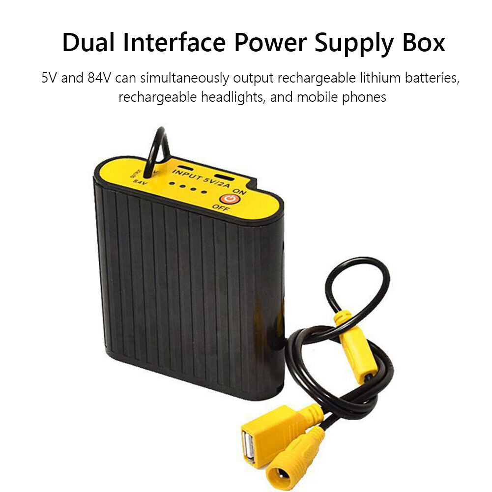 18650 Battery Pack Power Bank Case 8.4V DC + 5V USB Output for Bike Light Newly