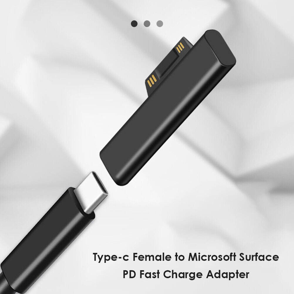 15V/3A USB C Female PD Fast Charging Converter for Surface Book 1 2 3 Adapter