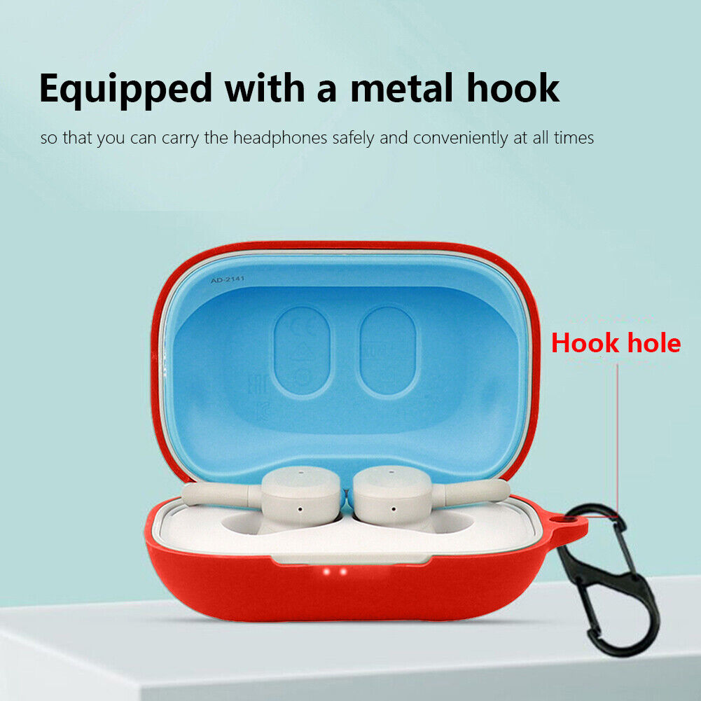 Wireless Earphone Box Cover Case with Hook for Skullcandy Push Active (Red)