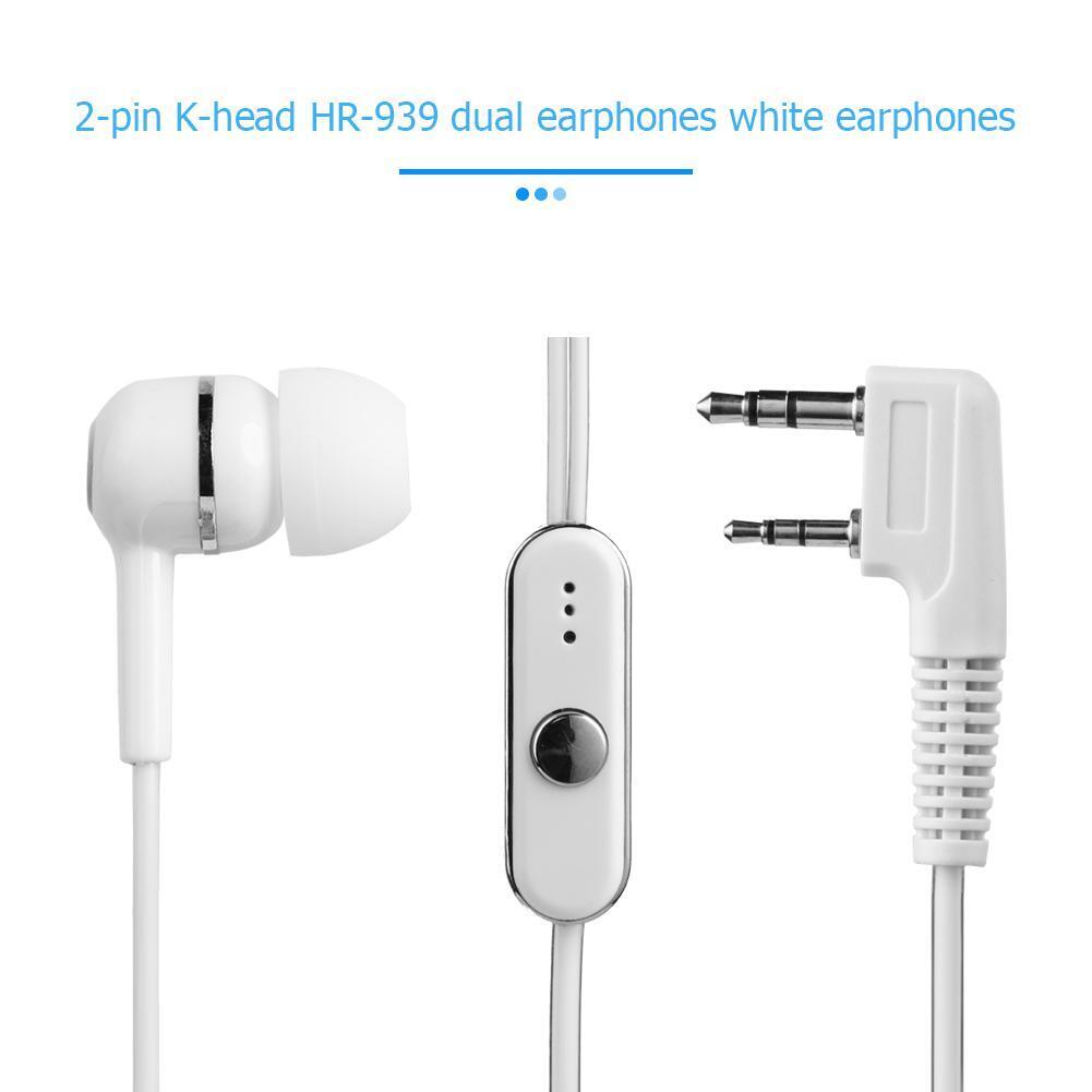 Walkie Talkie Dual Earphone Headset K Type 2Pin Earpiece Mic for Baofeng UV-5R