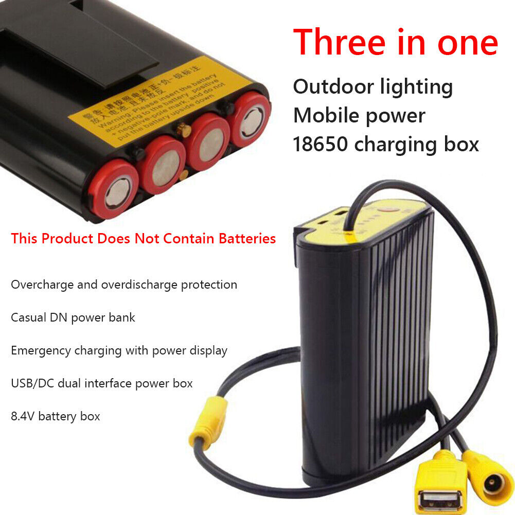 18650 Battery Pack Power Bank Case 8.4V DC + 5V USB Output for Bike Light Newly