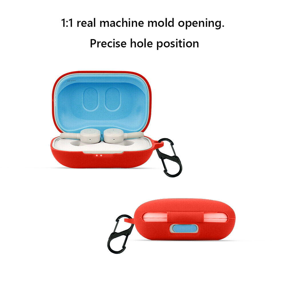 Wireless Earphone Box Cover Case with Hook for Skullcandy Push Active (Red)