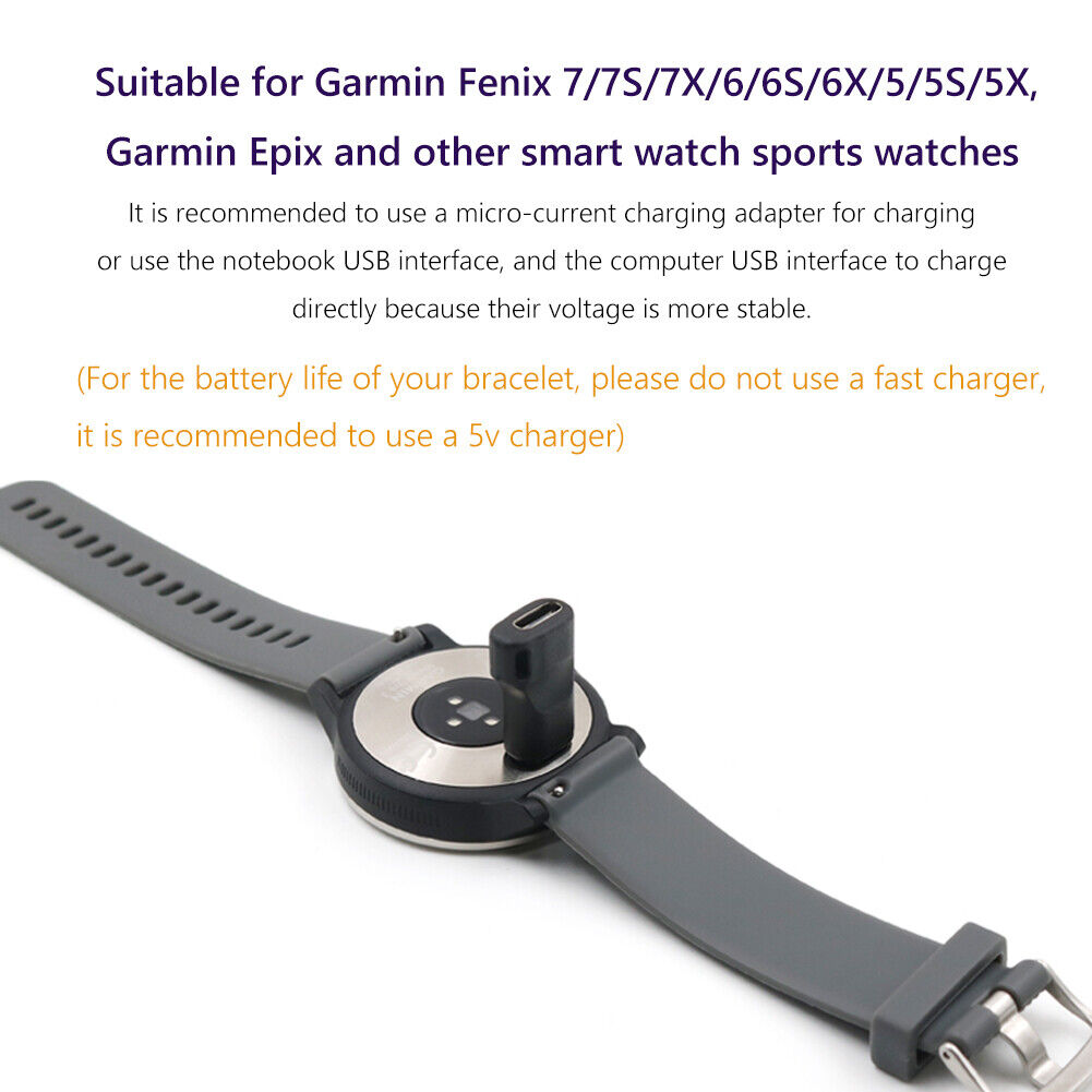 Watch Charger Adapter Converter for Garmin Fenix 7 7S 7X 6 6S 6X (Type-C) Newly